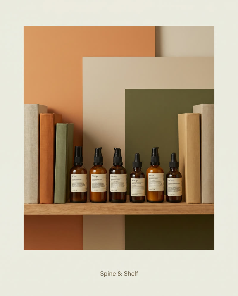 Spine & Shelf; a direction I rendered for real for Aesop