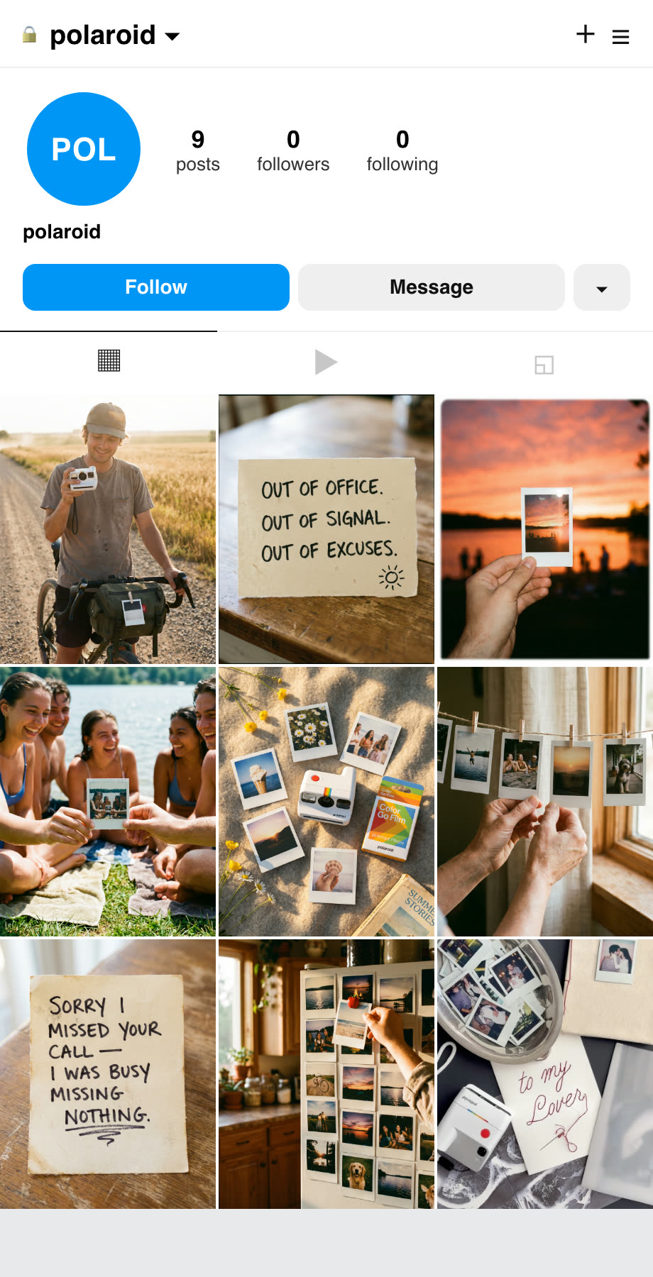 The Polaroid campaign previewed inside the feed
