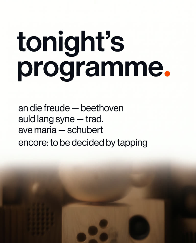 the programme (type-led playbill); a direction I rendered for real for Teenage Engineering